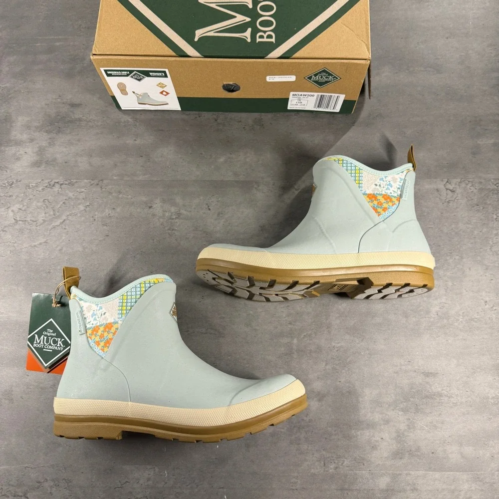 Muck Boot Company Originals Ankle Women 11/12 MOAW200 Light Blue Patchwork NEW